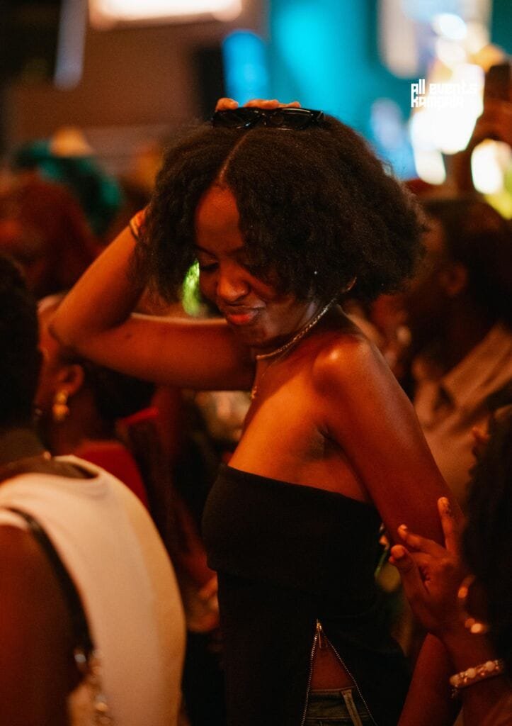 A reveller dancing to RnB music