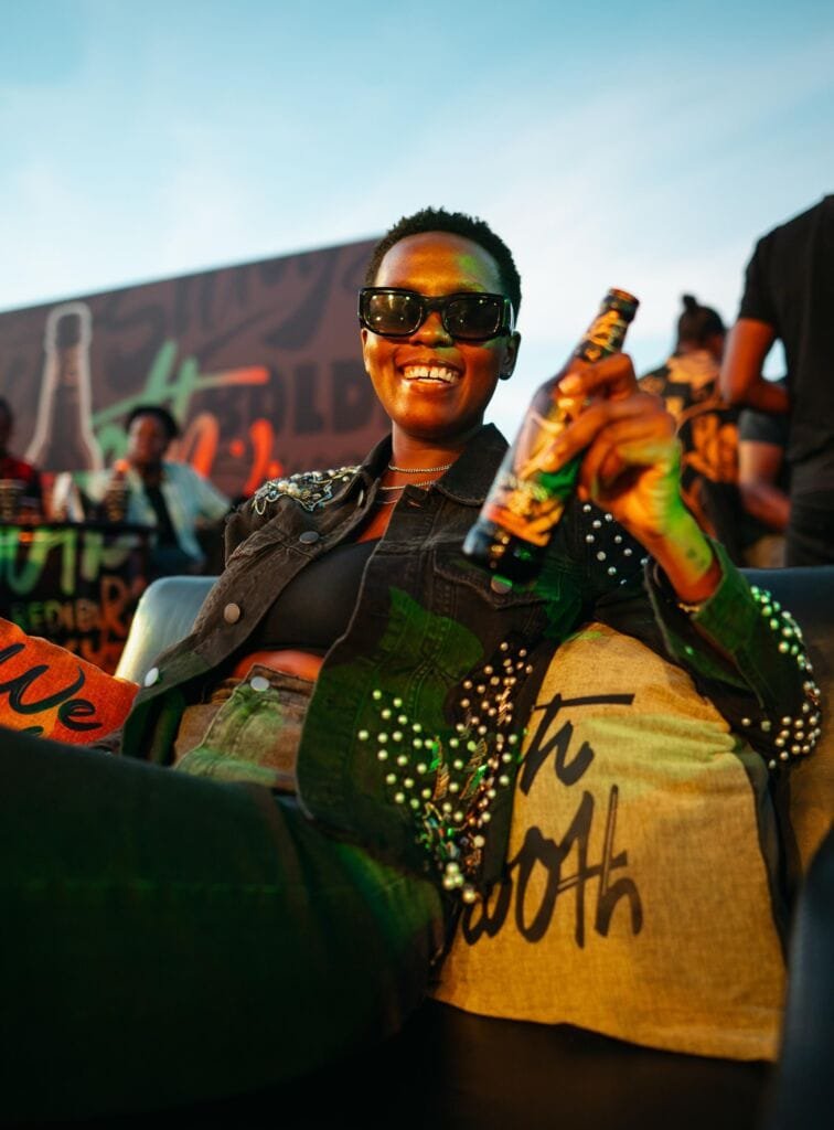 Musician Azawi shows off her Guiness Smooth at the Make It Yours launch