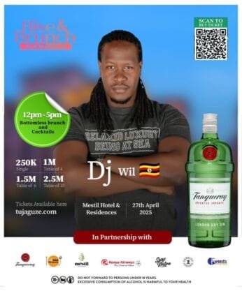 DJ Wil is set play at the Rise & Brunch Kampala