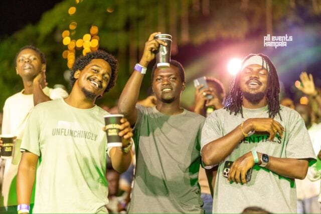 Content creators sparing a moment to vibe at Jameson Hangout at Ndere Cultural Center.