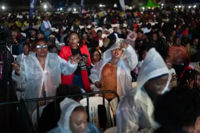 Revellers braved the rain