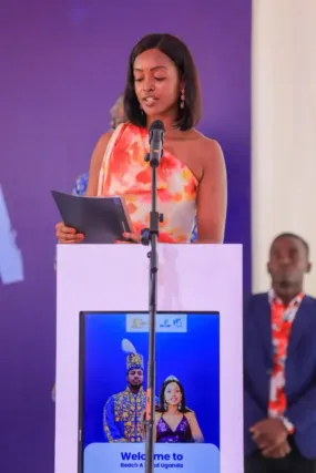 Princes Ruth Nsemere Komuntale addreses guests at Reach A Hand Uganda Offices, Lungujja