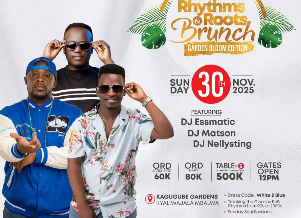 DJ Essmatic, DJ Matson and DJ Nellysting will be RnB Rhythms & Roots Brunch Kampala performers