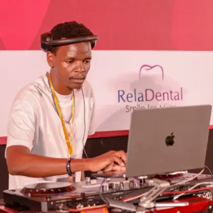 A DJ plays at the event