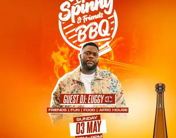Join Spinny & Friends BBQ at Mezo Noir on May 3rd, 2026, from 2 PM to 5 PM. Enjoy afro house music, great food, drinks, and performances from top Ugandan and international DJs.
