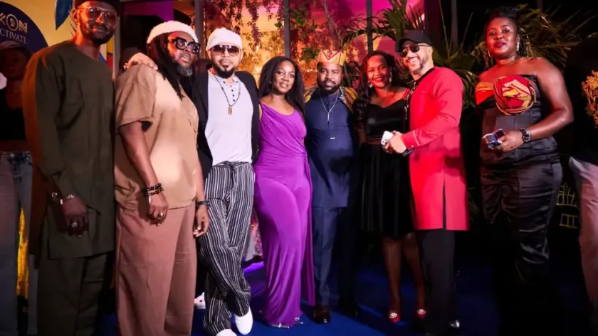 African creatives pose for a picture during last year’s iKON Activate in Lagos, Nigeria - including music video director & filmmaker Clarence A. Peters, actors Ramsey Nouah & Majid Michel, Miss Uganda’s Brenda Nanyonjo & iKON Awards 2026 Founder Humphrey Nabimanya