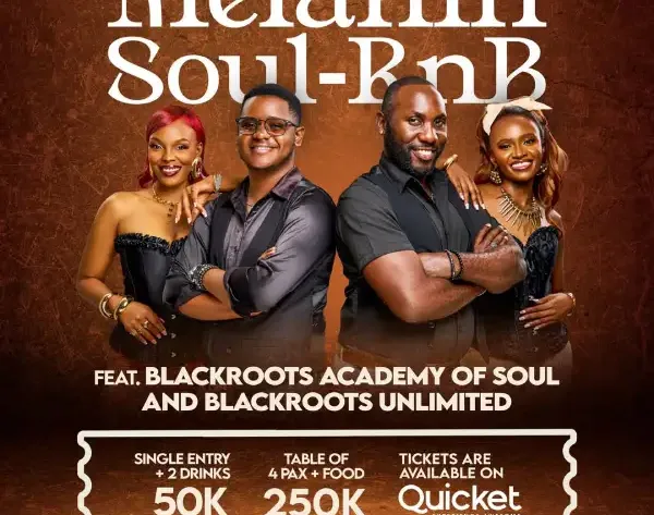 Experience Melanin Soul-RnB in Kampala on 16th May 2026 at The Alchemist Kitchen & Bar. Enjoy live performances from Blackroots bands, food, drinks, and vibrant vibes. Book your table now.