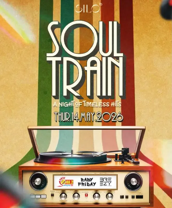 Experience Soul Train on 14 May 2026 at Silo 15 in Kampala. Enjoy timeless hits, great energy, and an unforgettable night from 5 PM till late.
